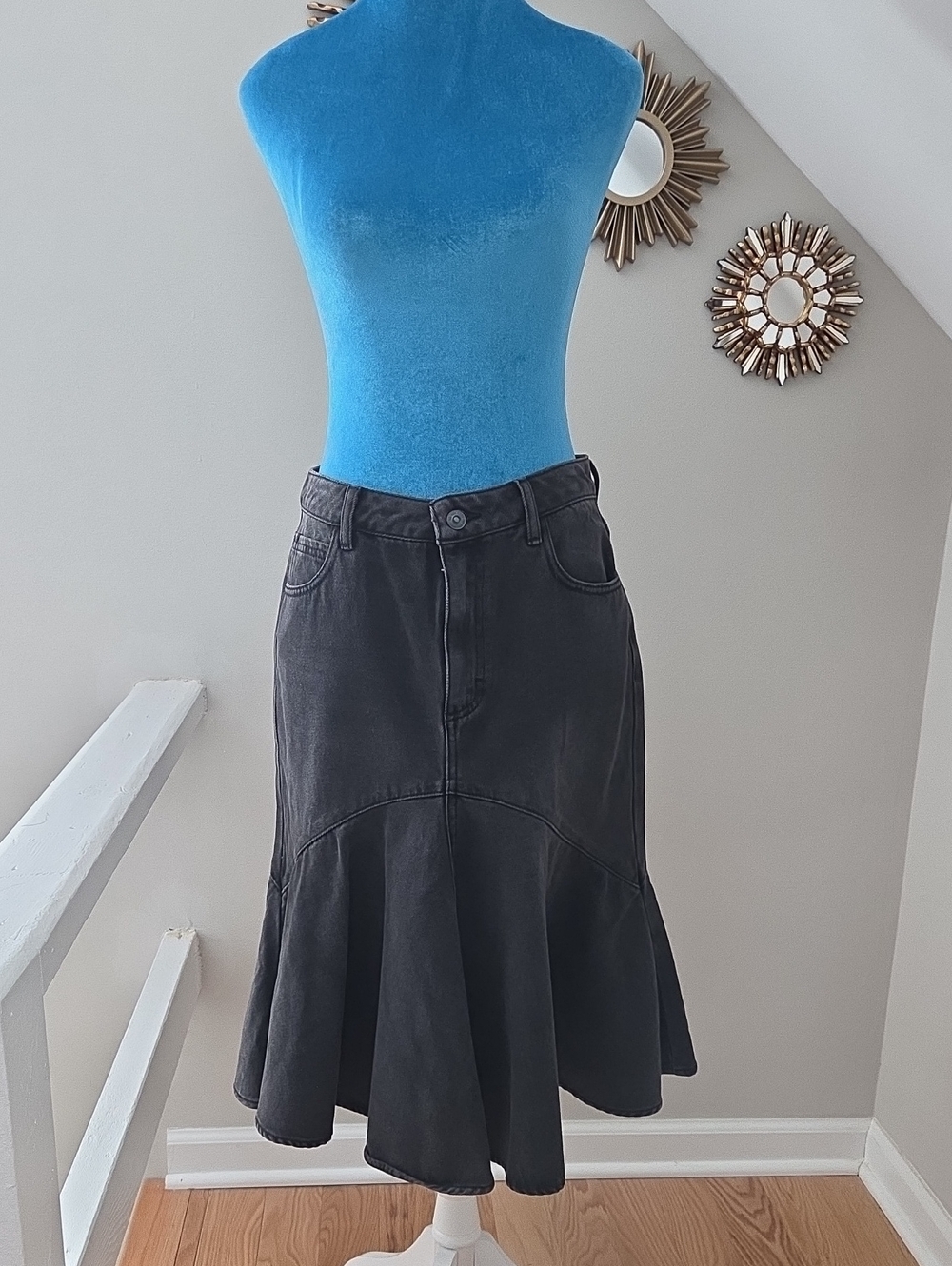 We The Free Black Midi Flared Skirt